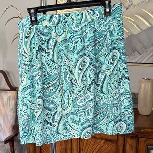 Ella Blue and Green Paisley Mini Skirt